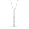 Lab-Created White Sapphire Graduated Vertical Bar Pendant in Sterling Silver