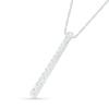 Lab-Created White Sapphire Graduated Vertical Bar Pendant in Sterling Silver