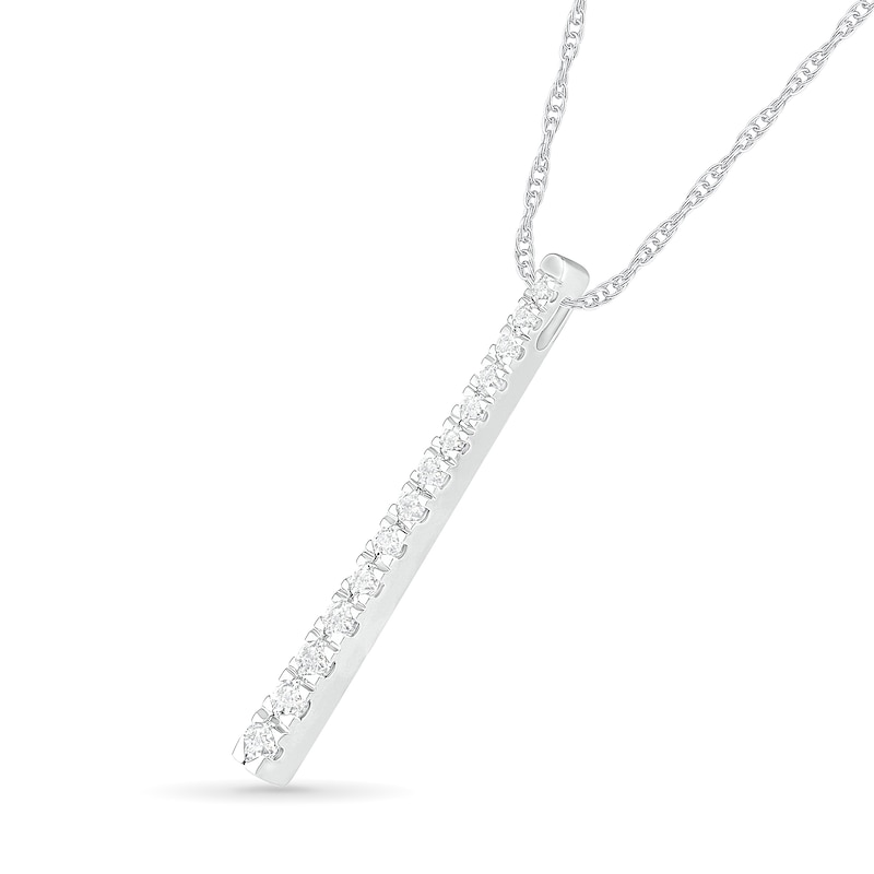 Lab-Created White Sapphire Graduated Vertical Bar Pendant in Sterling Silver|Peoples Jewellers