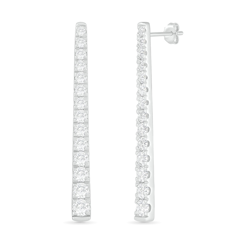 Lab-Created White Sapphire Graduated Vertical Bar Drop Earrings in Sterling Silver|Peoples Jewellers