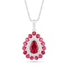 Thumbnail Image 0 of Pear-Shaped Lab-Created Ruby and White Sapphire Double Frame Drop Pendant in Sterling Silver