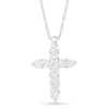 Thumbnail Image 0 of White Lab-Created Sapphire Cross Pendant in Sterling Silver