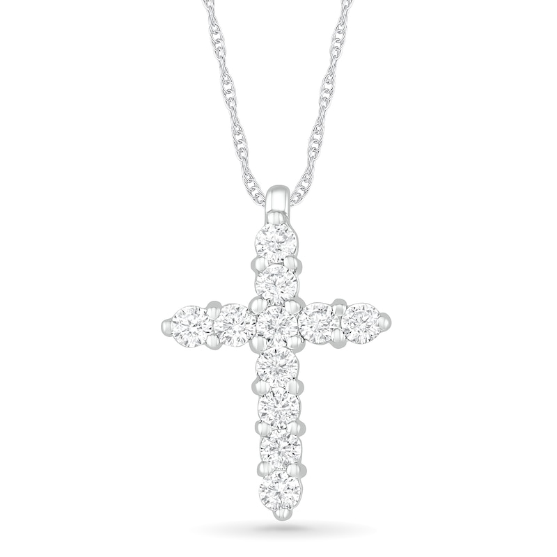 White Lab-Created Sapphire Cross Pendant in Sterling Silver