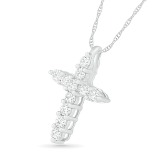 White Lab-Created Sapphire Cross Pendant in Sterling Silver