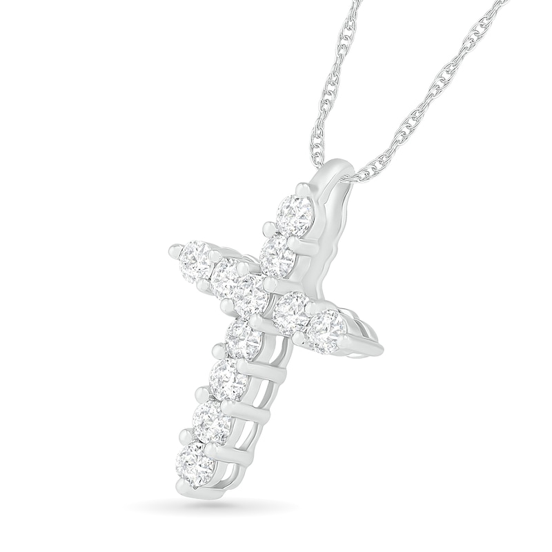 White Lab-Created Sapphire Cross Pendant in Sterling Silver|Peoples Jewellers
