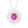 Thumbnail Image 1 of 5.0mm Lab-Created Pink and White Sapphire Frame Flower Pendant in Sterling Silver