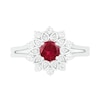 Thumbnail Image 2 of 5.0mm Lab-Created Ruby and White Sapphire Frame Split Shank Flower Ring in Sterling Silver