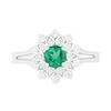 Thumbnail Image 2 of 5.0mm Lab-Created Emerald and White Sapphire Frame Split Shank Flower Ring in Sterling Silver