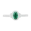 Thumbnail Image 2 of Oval Lab-Created Emerald and 0.065 CT. T.W. Diamond Frame Collar Bead Shank Ring in Sterling Silver