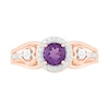 5.0mm Amethyst and 0.06 CT. T.W. Diamond Frame Heart-Sides Split Shank Ring in 10K Rose Gold