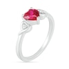 Thumbnail Image 1 of 6.0mm Heart-Shaped Lab-Created Ruby and White Sapphire Ribbon Heart-Sides Ring in Sterling Silver