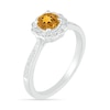 5.2mm Citrine and White Lab-Created Sapphire Frame Tapered Shank Flower Ring in Sterling Silver