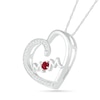 Thumbnail Image 1 of 3.0mm Lab-Created Ruby and White Sapphire "MOM" Tilted Loop Heart Pendant in Sterling Silver