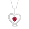 Thumbnail Image 0 of 7.0mm Lab-Created Ruby and White Sapphire Ribbon Heart Pendant in Sterling Silver