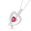 Thumbnail Image 1 of 7.0mm Lab-Created Ruby and White Sapphire Ribbon Heart Pendant in Sterling Silver