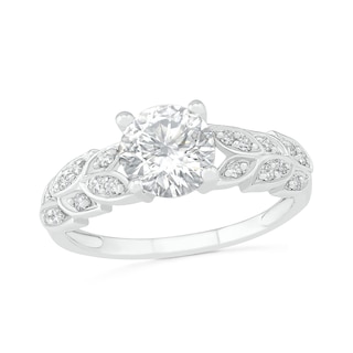 1/6 CT. T.W. Diamond Engraved Promise Ring in 10K White Gold (1 Line)