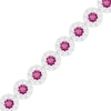 Thumbnail Image 0 of 3.5mm Pink and White Lab-Created Sapphire Frame Bracelet in Sterling Silver - 7.5"