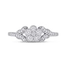 0.26 CT. T.W. Diamond Flower and Leaves Vintage-Style Ring in Sterling Silver