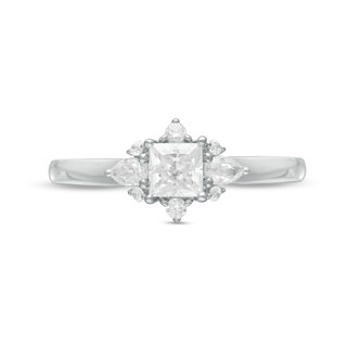 Vera Wang Love Collection 0.69 CT. T.W. Princess-Cut Diamond Ornate Frame Engagement Ring in 14K White Gold