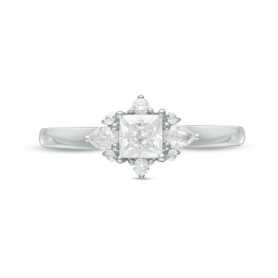 Vera Wang Love Collection 0.69 CT. T.W. Princess-Cut Diamond Ornate Frame Engagement Ring in 14K White Gold