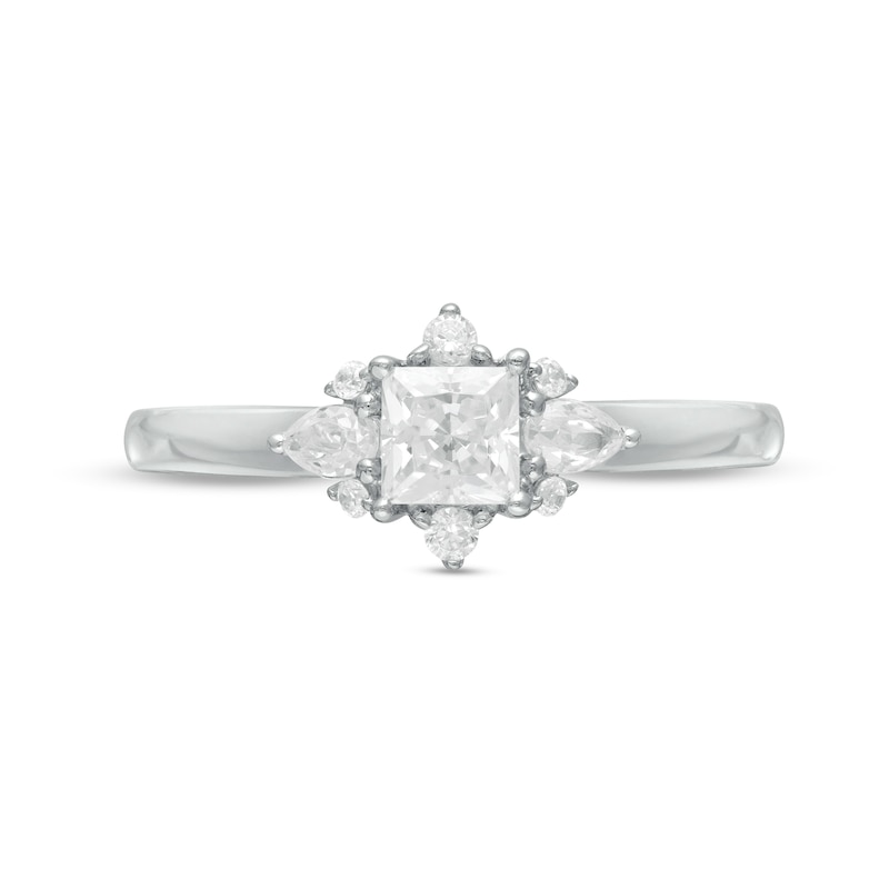 Vera Wang Love Collection 0.69 CT. T.W. Princess-Cut Diamond Ornate Frame Engagement Ring in 14K White Gold|Peoples Jewellers