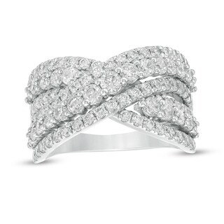 2.00 CT. T.W. Certified Lab-Created Diamond Multi-Row Bypass Ring in 14K White Gold (F/SI2)