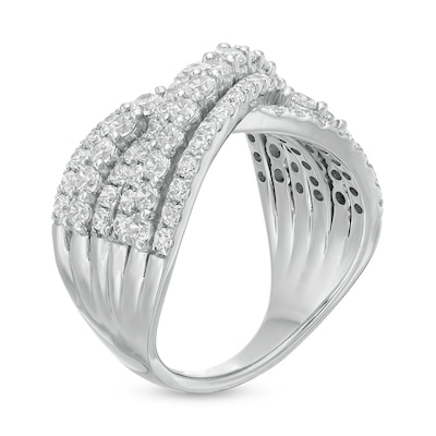 2.00 CT. T.W. Certified Lab-Created Diamond Multi-Row Bypass Ring in 14K White Gold (F/SI2)