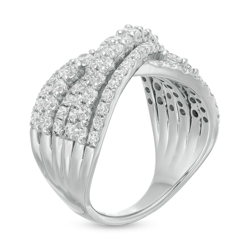 2.00 CT. T.W. Certified Lab-Created Diamond Multi-Row Bypass Ring in 14K White Gold (F/SI2)