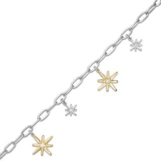 0.16 CT. T.W. Certified Canadian Diamond True North Charm Bracelet in Sterling Silver and 10K Gold - 7.5" (I/I2)