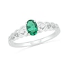 Thumbnail Image 0 of Oval Lab-Created Emerald and Diamond Accent Heart-Sides Trio Ring in Sterling Silver
