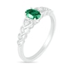 Thumbnail Image 1 of Oval Lab-Created Emerald and Diamond Accent Heart-Sides Trio Ring in Sterling Silver