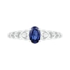 Oval Lab-Created Blue Sapphire and Diamond Accent Heart-Sides Trio Ring in Sterling Silver