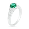 Thumbnail Image 1 of 6.0mm Lab-Created Emerald and White Sapphire Split Shank Ring in Sterling Silver