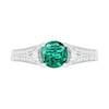 Thumbnail Image 2 of 6.0mm Lab-Created Emerald and White Sapphire Split Shank Ring in Sterling Silver