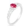 Thumbnail Image 1 of Oval Lab-Created Ruby and Diamond Accent Heart-Sides Trio Ring in Sterling Silver