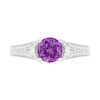 6.0mm Amethyst and Lab-Created White Sapphire Split Shank Ring in Sterling Silver