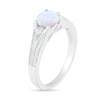 6.0mm Lab-Created Opal and White Sapphire Split Shank Ring in Sterling Silver