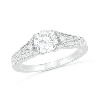 6.0mm Lab-Created White Sapphire Split Shank Ring in Sterling Silver