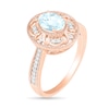 Oval Aquamarine and 0.115 CT. T.W. Diamond Scroll Frame Tapered Shank Vintage-Style Ring in 10K Rose Gold