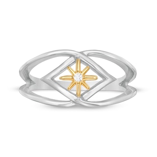 Certified Canadian Diamond Accent Solitaire True North Orbit Ring in 10K Two-Tone Gold (I/I2)