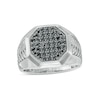 Thumbnail Image 1 of Men's 0.75 CT. T.W. Octagonal Black Multi-Diamond with Chevron Shank Ring in Sterling Silver - Size 10