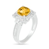 7.0mm Cushion-Shaped Citrine and 0.065 CT. T.W. Diamond Scallop Frame Loop Collar Vintage-Style Ring in 10K White Gold