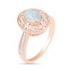 Thumbnail Image 1 of Oval Lab-Created Opal and 0.115 CT. T.W. Diamond Filigree Frame Vintage-Style Ring in 10K Rose Gold