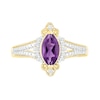 Thumbnail Image 3 of Marquise Amethyst and 0.066 CT. T.W. Diamond Beaded Ornate Frame Split Shank Vintage-Style Ring in 10K Gold