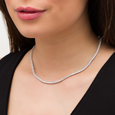 10.00 CT. T.W. Certified Lab-Created Diamond Tennis Necklace in 14K White Gold (F/SI2) - 16"