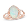 Thumbnail Image 1 of EFFY™ Collection Oval Opal and 0.33 CT. T.W. Diamond Frame Interlocking Loop Shank Ring in 14K Rose Gold