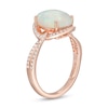 EFFY™ Collection Oval Opal and 0.33 CT. T.W. Diamond Frame Interlocking Loop Shank Ring in 14K Rose Gold