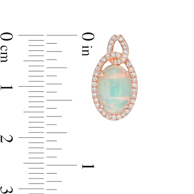 EFFY™ Collection Oval Opal and 0.30 CT. T.W. Diamond Frame Interlocking Drop Earrings in 14K Rose Gold