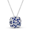 Thumbnail Image 0 of EFFY™ Collection Blue Sapphire and 0.38 CT. T.W. Diamond Cushion Cluster Pendant in 14K White Gold