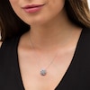 Thumbnail Image 1 of EFFY™ Collection Blue Sapphire and 0.38 CT. T.W. Diamond Cushion Cluster Pendant in 14K White Gold